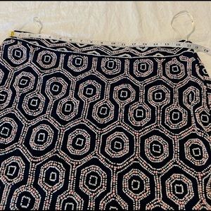 NWT Boston Proper Navy and Pink Beaded Mini Skirt Size 14